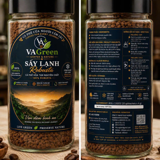 Cà phê Sấy lạnh Robusta 100% 80g
